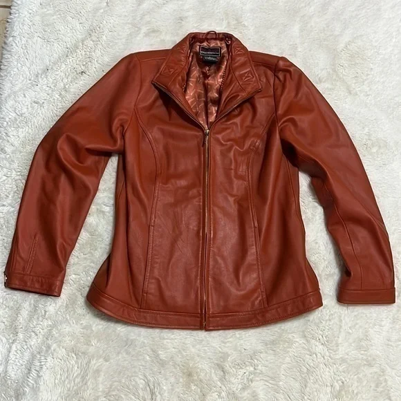 Bradley bayou Womens Genuine leather brown / orange jacket Womens size … - Picture 1 of 8